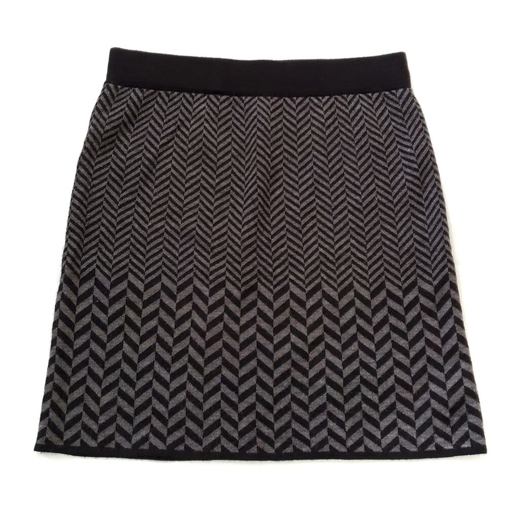 Kenar | Zig-Zag Mixed Pattern Wool Blend Skirt